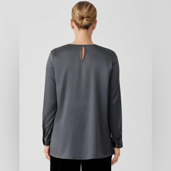 Fabiana Filippi charcoal gray stretch silk blend blouse long sleeve XXS - Picture 2 of 9